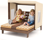 HONEY JOY Kids Chaise Lounge Chair Outdoor, Toddler Wood Double Pool Lounger by HONEYJOY