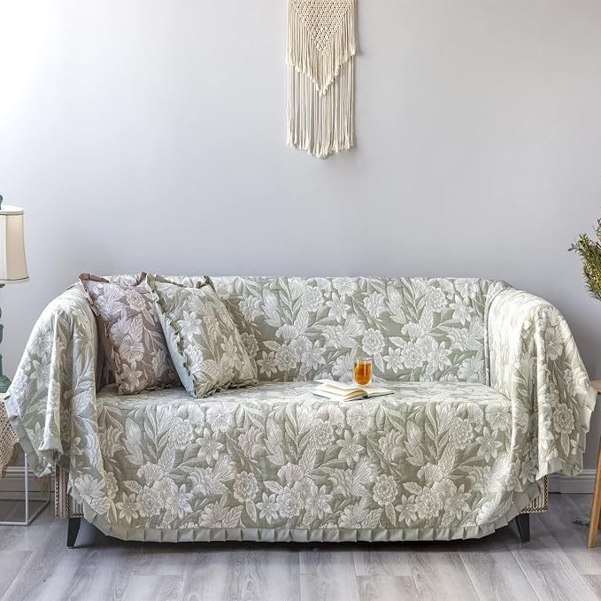 GLORY SEASON Sofa Cover Luxury Jacquard Stylish Embroidery Ruffle, Vintage Sofa - Image 2