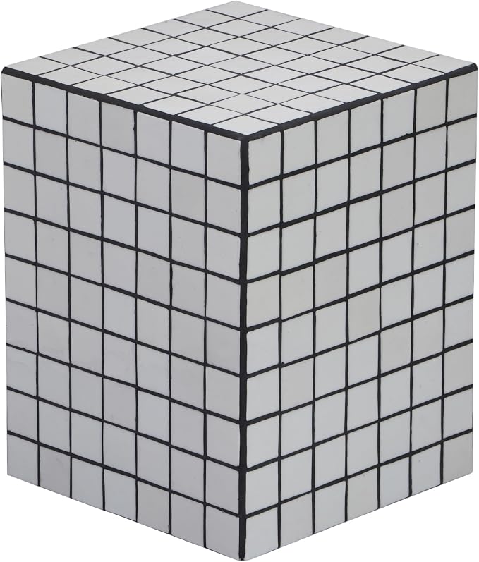 JONATHAN Y Callista White/Black Modern Ceramic Tiled Cube Side Table, 18-Inch by JONATHANY
