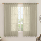 Semi Sheer Linen Curtains 63 Inch by LAMIT