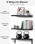BAYKA Wall Mounted Floating Bathroom Shelves, Wood Floating Wall Shelf - Image 7