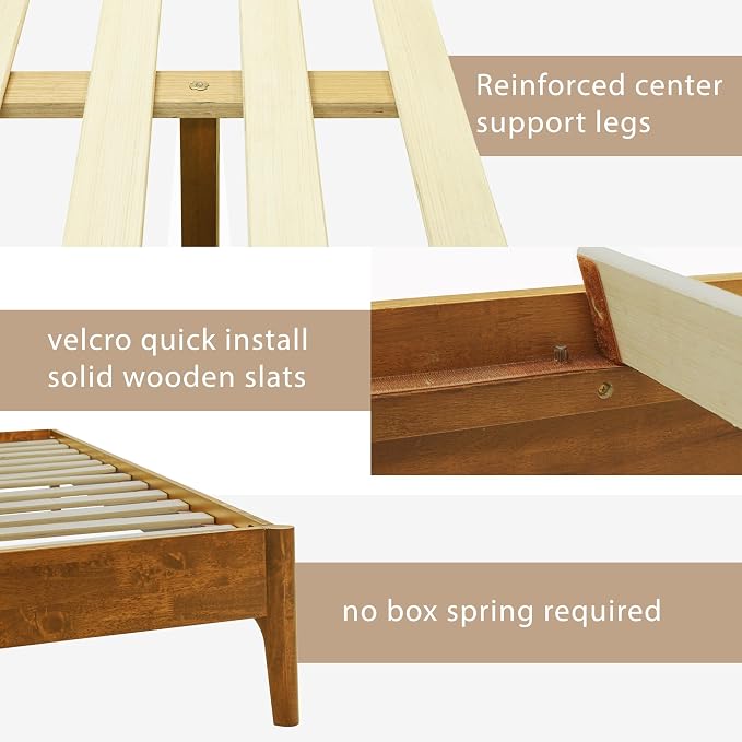 Acacia Haven Queen Bed Frame and Headboard, Platform Bed Frame Scandinavian - Image 7