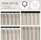 Topfinel 108 Inch Pinch Pleated Linen Curtains 2 Panels, Oatmeal Semi Sheer - Image 2