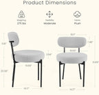 DUMOS Dining Chairs Set of 6, Mid Century Modern Chair Round Upholstered Curved - Image 2