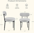 DUMOS Dining Chairs Set of 4, Mid Century Modern Chair Round Upholstered Curved - Image 2