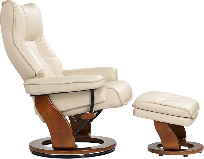Benchmaster Morgan Stucco Swivel Faux Leather Recliner - Image 8