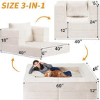 Futon Sofa Bed with Pillow, 3-in-1 Sleeper Sofa Bed with Removable Cover - Image 3