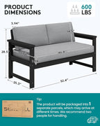 SERWALL Black HDPE Outdoor Loveseat - Image 5