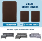 Water Repellent L Shaped Couch Covers 3 Pieces Sofa Seat Cushion Slipcovers - Image 7