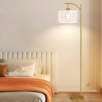 QIYIZM Glass Floor Lamp for Living Room, Brass White Tall Lamp Boho Mid Century - Image 7