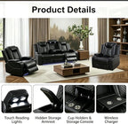 Power Recliner Sofa Set with LED Lights, Includes 2 Manual Recliner 1 Seat and - Image 4