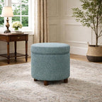 Homepop Home Decor | Upholstered Round Storage Ottoman | Ottoman - Image 2