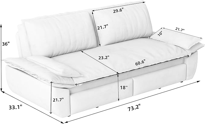 73.2" Sofa Bed Queen, 3-in-1 Pull Out Sofa Bed - Image 3