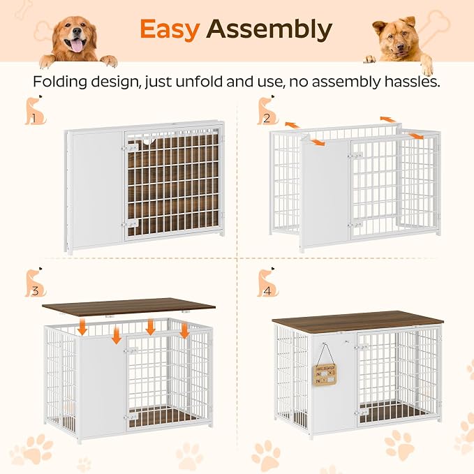 YATINEY Foldable Dog Crate Furniture, Dog Crate - Image 2