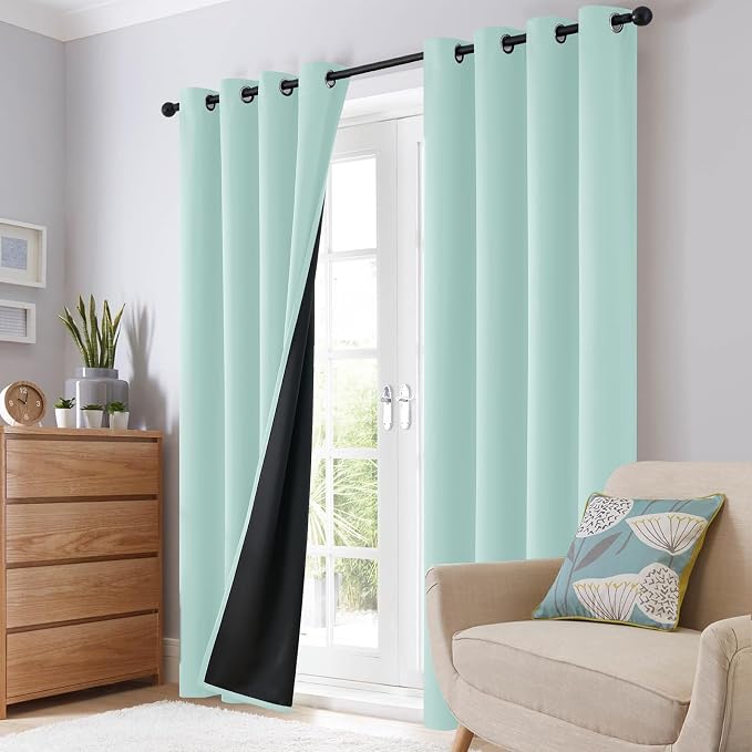 SimpleHome Aqua 100% Blackout Curtains Room Darkening Living Room 63 Inch | - Image 8