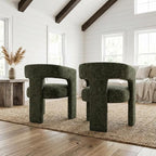 Jofran Gwen Jacquard Upholstered Accent Chair, Modern Luxury Plush Sculptural - Image 2