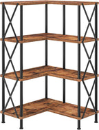 HOOBRO Corner Bookshelf, 4-Tier L-Shaped Bookcase, Industrial Open Display by HOOBRO