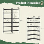 Huuger 6 Tier Bookshelf, L Shaped Corner Bookshelf - Image 3