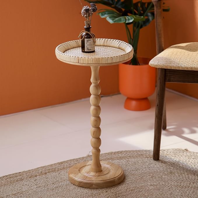 Drink Table，Rattan Round Small Side Table by HuiDao