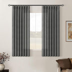 Charcoal Grey Pleated Linen Semi Sheer Curtains 45 Inch Length 2 Panels | by Twodrapes