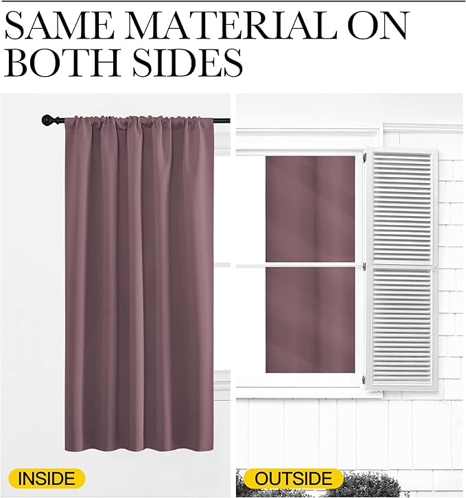 NICETOWN Living Room Curtains, Dry Rose, 1 Pair, 70 x 84-inch, Home Decorations - Image 5