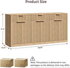 Evermagin 67" Fluted Oak Sideboard Buffet Cabinet - Image 2