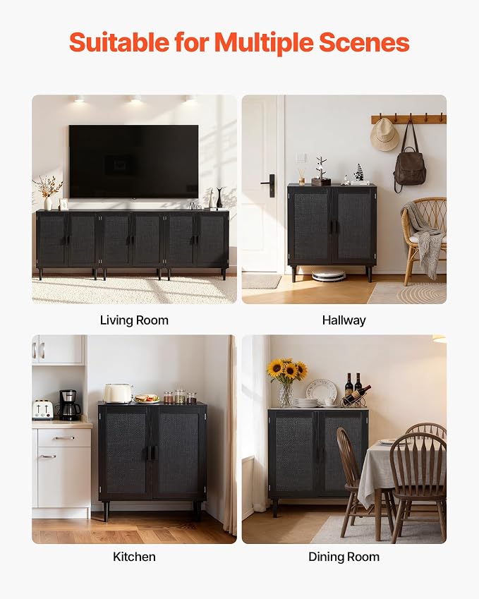 VEVOR Buffet Cabinet, Rattan Sideboard Cabinet - Image 8