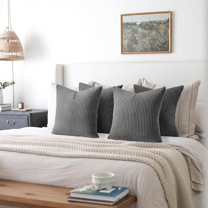 Topfinel Dark Grey Throw Pillow Covers Set of 4, Soft Velvet Modern - Image 5