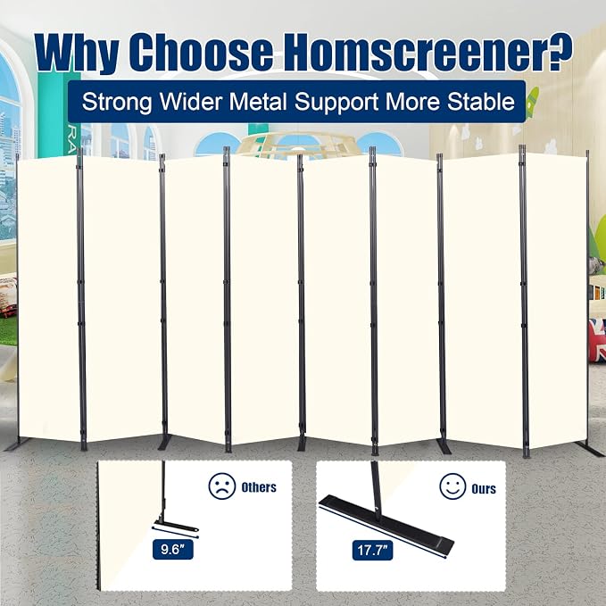 Room Divider 6FT Portable Room Dividers and Folding Privacy Screens, 8 Panel - Image 3