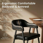 HNY Modern Dining Room Arm Chairs Set of 2, Retro Faux Leather Upholstered - Image 3