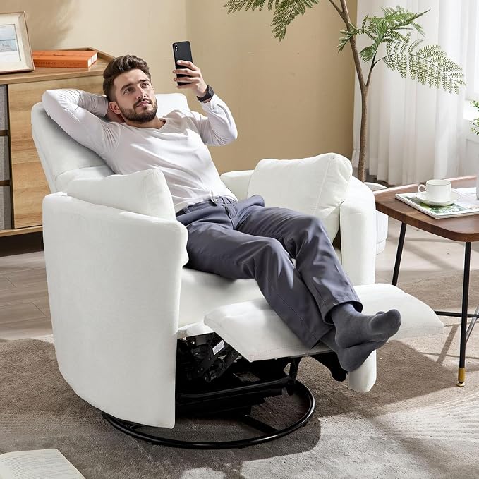 Manual Recliner 360°Swivel Rocking Chair, Nursery Rocking Glider Chair - Image 3
