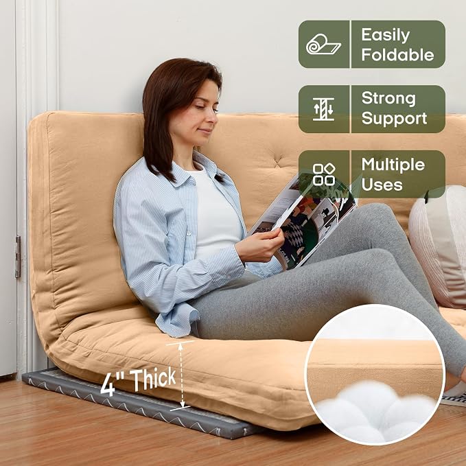 ZonLi Japanese Floor Futon Mattress Full Size 75"x 54", 100% Cotton Cover 4'' - Image 2