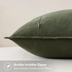 MIULEE Decorative Linen Lumbar Pillow Covers 12x20 Inch Dark Olive Green | Boho - Image 3