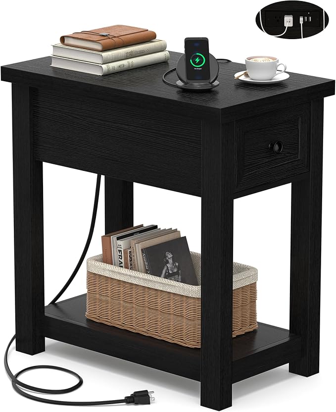 Armocity Narrow End Table with Charging Station by Armocity