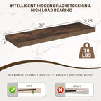 Acovy 36 Inch Floating Shelves, Wooden Shelves - Image 3