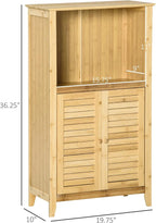 HOMCOM Bamboo Floor Cabinet Bathroom Floor Cabinet Living Room Organizer Tower - Image 3