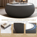 27.55" Round Marble Coffee Table, Modern Fluted Coffee Table - Image 5