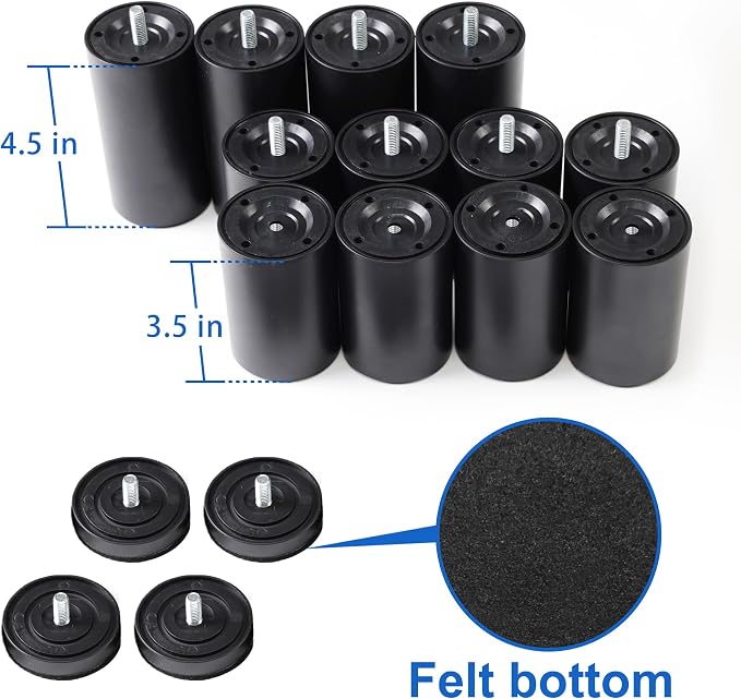 12 Inch Bed Legs Replacement for Adjustable Bed Frame Base, Felt Bottom Protect - Image 8