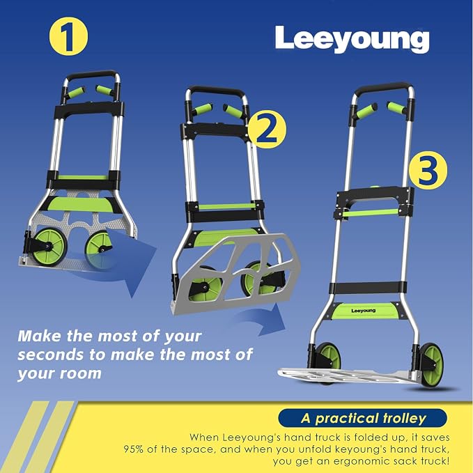 Leeyoung Folding Hand Truck and Dolly, 309 lb Capacity Aluminum Portable Cart - Image 7