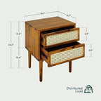 Bme Oliver Solid Wood Rattan Nightstand/Side Table/End Table, Fully Assembled - Image 2