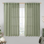 Linen Semi Sheer Curtains 48 Inch by LAMIT