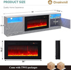 oneinmil 80” TV Stand with 36” Electric Fireplace, Large Modern Media - Image 4