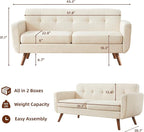 Tbfit 65" W Loveseat Sofa with Ottoman Coffee Table, Mid Century Modern Love - Image 2