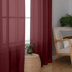 Chyhomenyc Burgundy Sheer Curtains 84 Inches Long 2 Panels | Light Filtering - Image 5