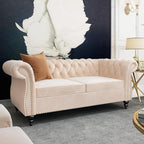 Mid-Century 2 Seater Sofa, Velvet Loveseat - Image 6