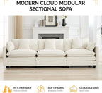 111'' Sectional Cloud Deep Seat Couch, Modern Comfy Chenille Modular Sectional - Image 6