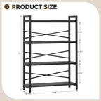 4 Tier Bookshelf 31.49" Width, Tall Book Shelf Storage and Organization - Image 3