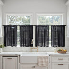 MIULEE 4 Panels Half Window Tier Black Sheer Curtains 42 x 36 Inches | Light by MIULEE