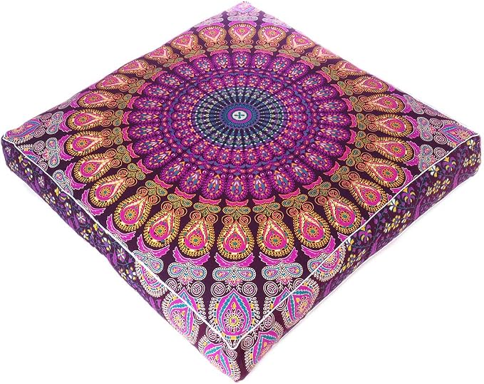 Mandala Floor Pillow Cover Meditation Cushion Seating Throw Hippie Round by EyesofIndia
