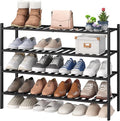 viewcare Black 4-Tier Long Shoe Rack, Bamboo Wood by VIEWCARE